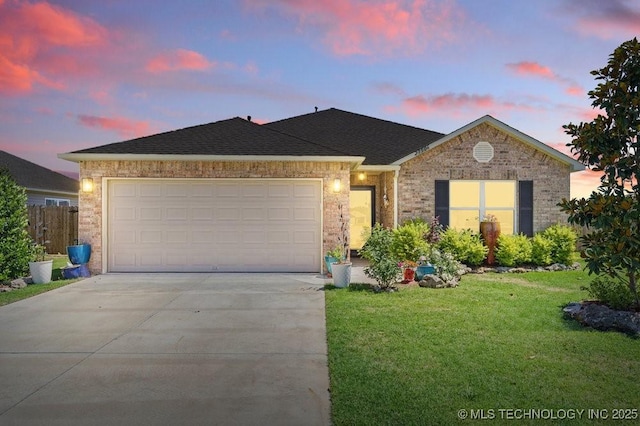 27506 E 115th Pl S, Coweta, OK 74429 - single story home featuring concrete driveway, a front lawn, a garage, and brick siding