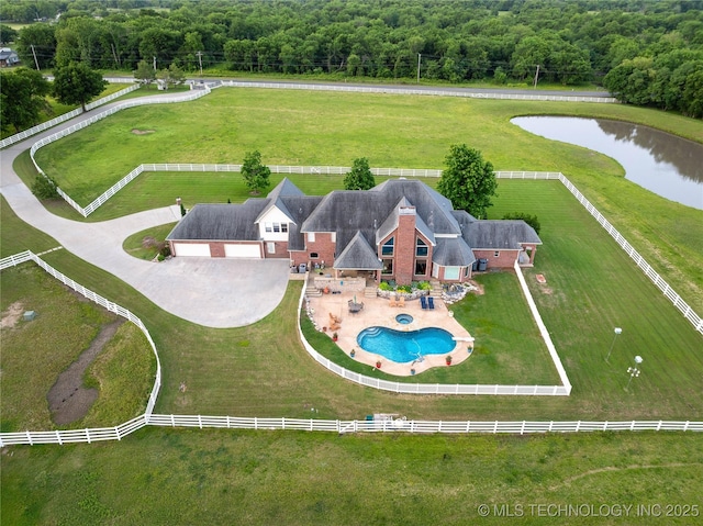 3511 E 181st St S, Bixby, OK 74008 - view of subject property with a large body of water, a pool, and a forest