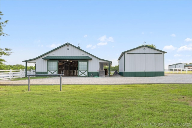 3511 E 181st St S, Bixby, OK 74008 - view of community featuring an outdoor structure, an exterior structure, a garage, and an outbuilding