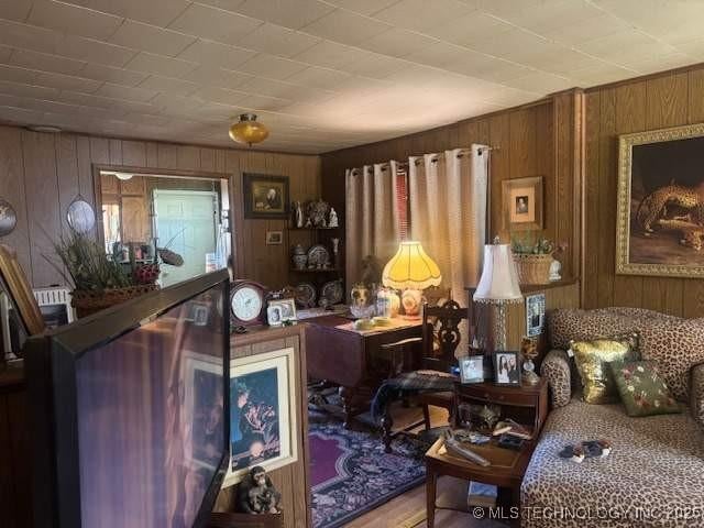 223 W Delaware St, Jay, OK 74346 - living area with wood walls