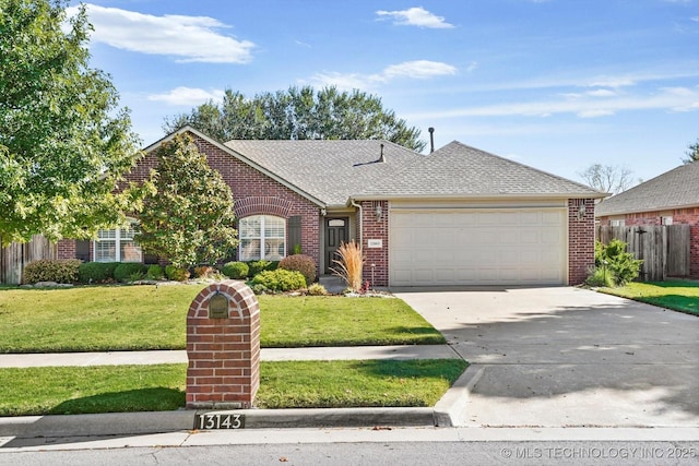 13143 N 132nd E Ave, Collinsville, OK 74021 - view of front of home with brick siding, an attached garage, concrete driveway, and roof with shingles
