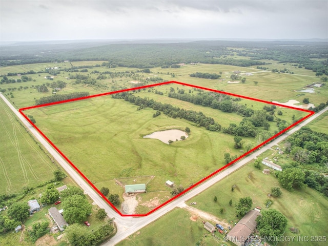 32550 S 250th Rd, Henryetta, OK 74437 - overview of rural landscape featuring property parcel outlined