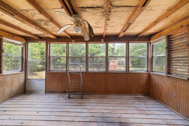83 Oak St, Durant, OK 74701 - unfurnished sunroom featuring ceiling fan, plenty of natural light, and hardwood / wood-style floors