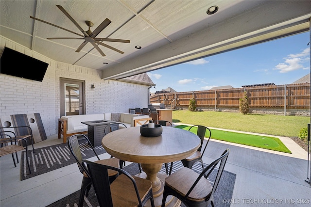 1205 W 88th St S, Tulsa, OK 74132 - view of patio with ceiling fan and outdoor dining area