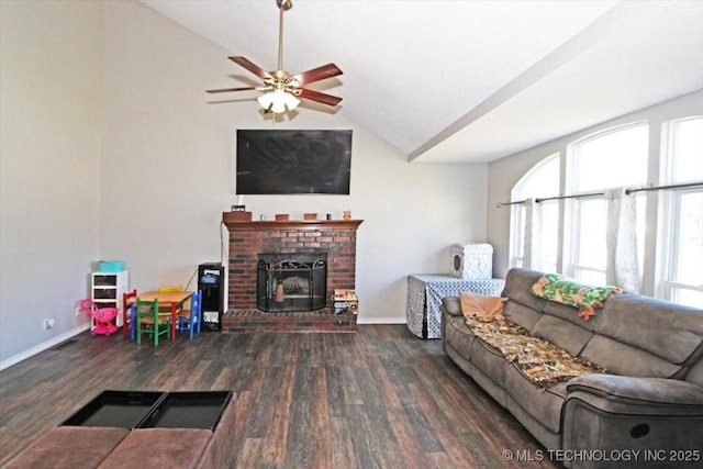 1146 E 137th St, Glenpool, OK 74033 - living room with wood finished floors, lofted ceiling, plenty of natural light, and baseboards