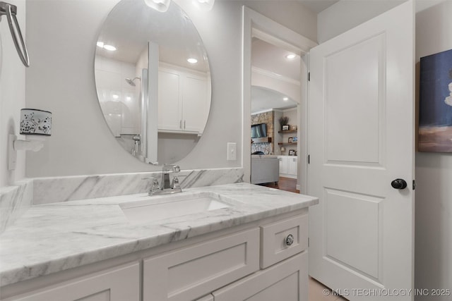 8209 N 150th Ave E, Owasso, OK 74055 - full bathroom featuring vanity and recessed lighting