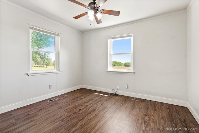 18094 S 461st E Ave, Porter, OK 74454 - spare room featuring healthy amount of natural light, wood finished floors, baseboards, crown molding, and ceiling fan