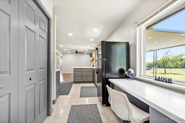18094 S 461st E Ave, Porter, OK 74454 - bathroom with recessed lighting, a closet, a ceiling fan, tile patterned floors, and baseboards