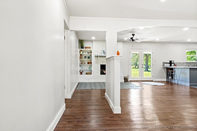 18094 S 461st E Ave, Porter, OK 74454 - unfurnished living room with wood finished floors, baseboards, ceiling fan, healthy amount of natural light, and recessed lighting