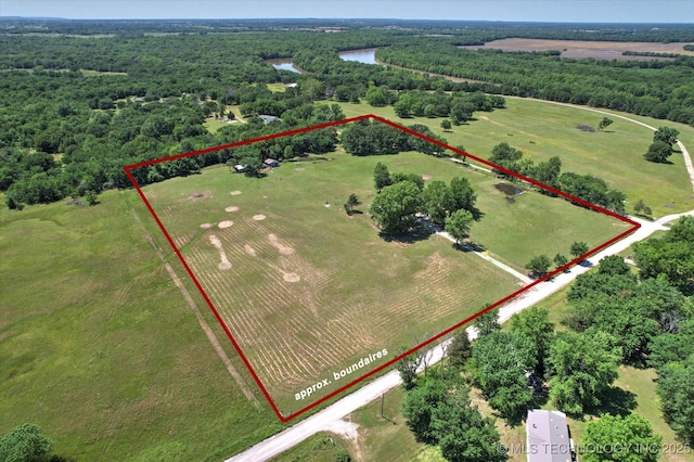 18094 S 461st E Ave, Porter, OK 74454 - overview of rural landscape featuring property boundaries highlighted and a heavily wooded area