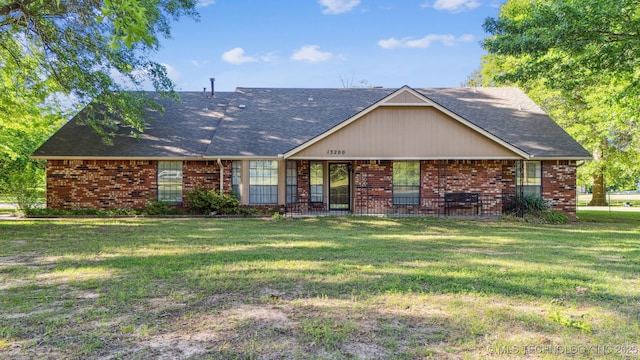 13200 E 130th St S, Broken Arrow, OK 74011 - single story home featuring a front lawn, brick siding, and roof with shingles
