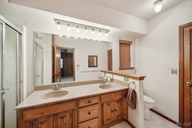 10925 E 4th St, Tulsa, OK 74128 - full bath with toilet, double vanity, and a stall shower