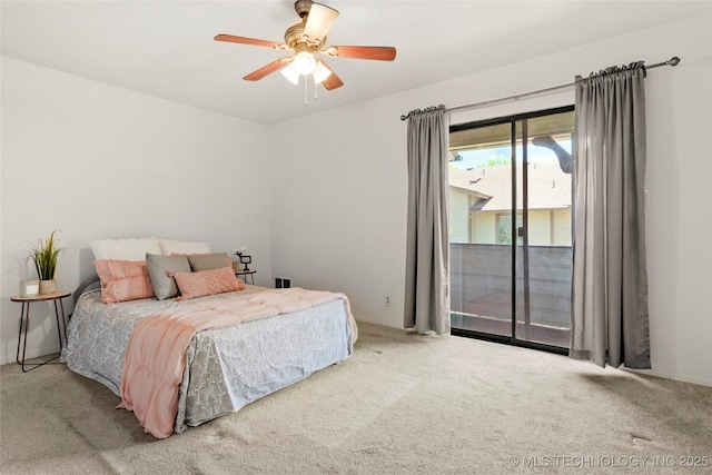 6374 S 80th E Ave Unit A, Tulsa, OK 74133 - carpeted bedroom featuring access to exterior and ceiling fan