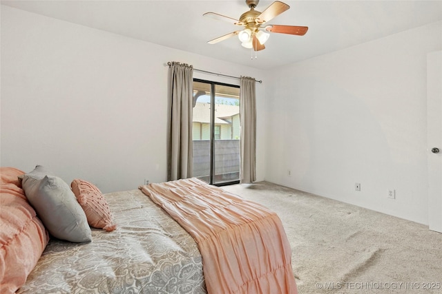6374 S 80th E Ave Unit A, Tulsa, OK 74133 - carpeted bedroom with access to exterior and ceiling fan
