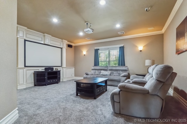 9512 N 144th E Ave, Owasso, OK 74055 - carpeted cinema room with crown molding, recessed lighting, and baseboards