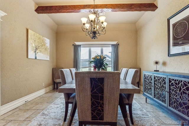 9512 N 144th E Ave, Owasso, OK 74055 - dining space with a chandelier, baseboards, a textured wall, and light tile patterned floors