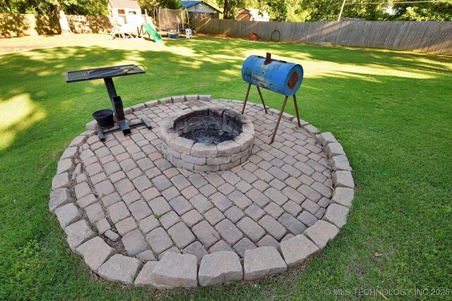 2570 Ambers Way, Tahlequah, OK 74464 - view of patio with a fire pit