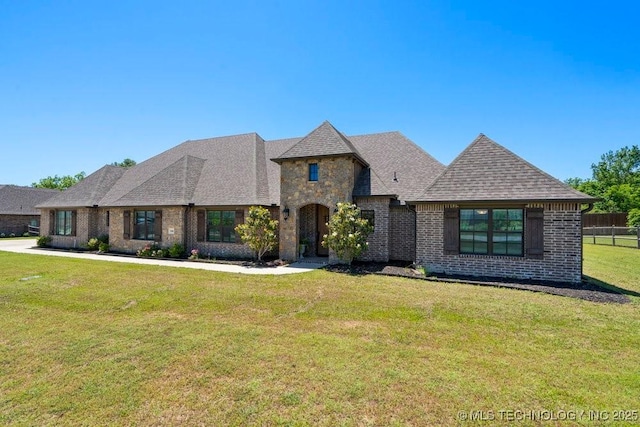 10406 N 86th E Ave, Owasso, OK 74055 - french country home with brick siding and roof with shingles