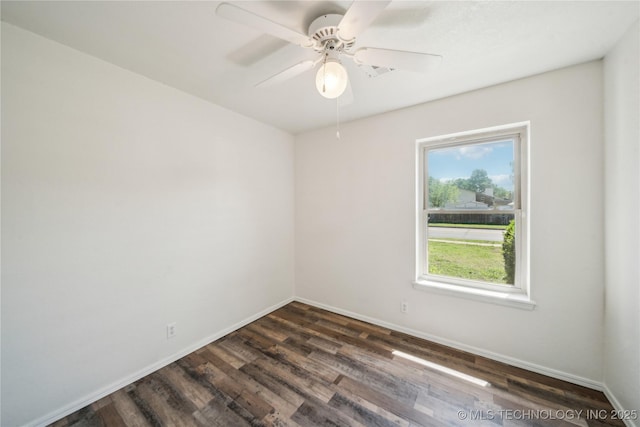 8208 N 122nd E Ave, Owasso, OK 74055 - spare room with baseboards, dark wood-style floors, and a ceiling fan