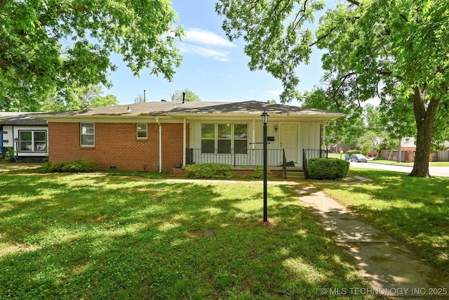 1604 E 55th Pl, Tulsa, OK 74105 - single story home with a porch, a front lawn, and brick siding