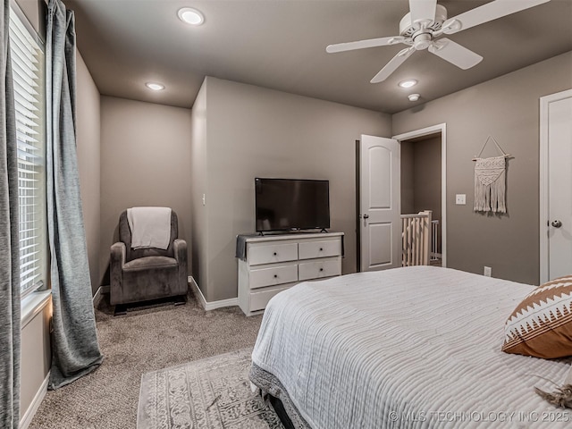 228 W Ohio Ave, Kiefer, OK 74041 - bedroom featuring carpet, recessed lighting, ceiling fan, and baseboards