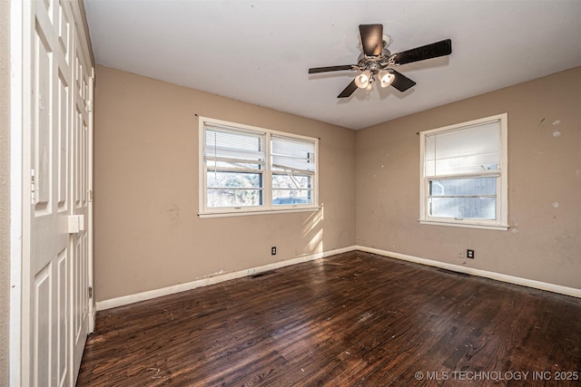 506 W 17th, Sulphur, OK 73086 - empty room featuring wood finished floors, baseboards, and a ceiling fan