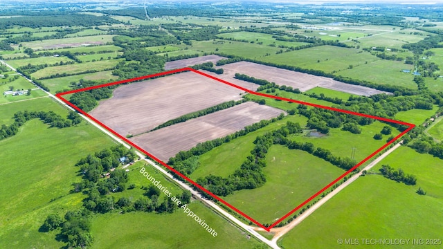 33321 S 4470th Rd, Vinita, OK 74301 - aerial view of sparsely populated area with property parcel outlined