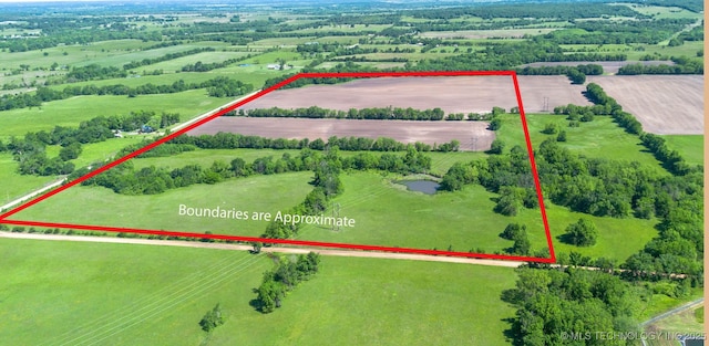 33321 S 4470th Rd, Vinita, OK 74301 - aerial view of sparsely populated area with property boundaries highlighted and farmland