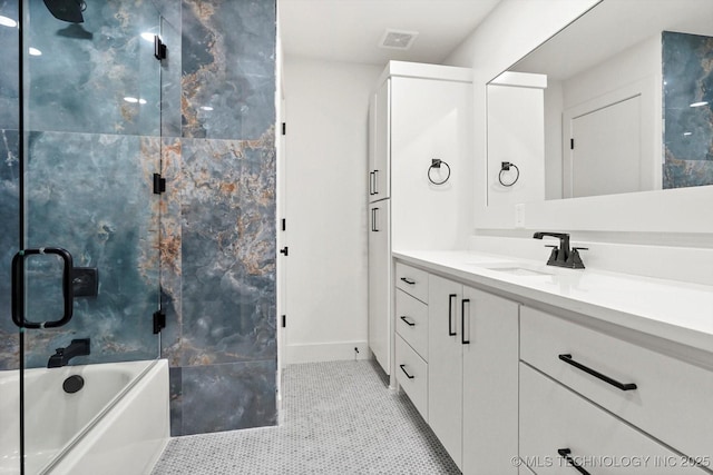 5011 E 84th St, Tulsa, OK 74137 - full bath with vanity, tile patterned flooring, and baseboards