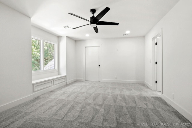 5011 E 84th St, Tulsa, OK 74137 - empty room featuring light carpet, ceiling fan, recessed lighting, and baseboards