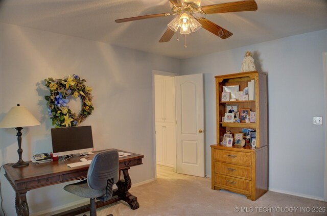 5140 E 107th Pl, Tulsa, OK 74137 - office with a ceiling fan, light colored carpet, and baseboards