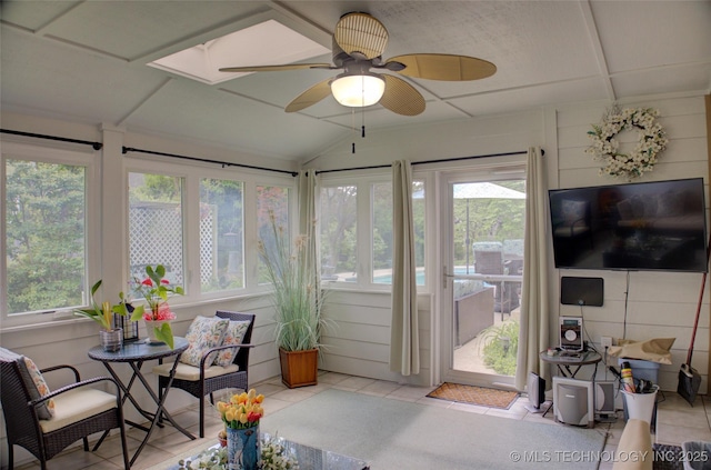 5140 E 107th Pl, Tulsa, OK 74137 - sunroom / solarium featuring plenty of natural light, lofted ceiling, and tile patterned floors