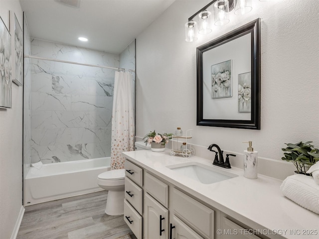 5015 S 89th E Pl, Tulsa, OK 74145 - bathroom featuring vanity, shower / bath combo, and wood finished floors