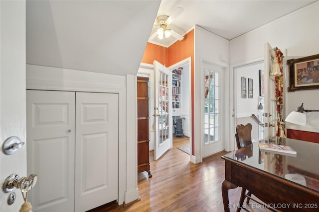 2403 S Troost Ave, Tulsa, OK 74114 - corridor with wood finished floors and french doors