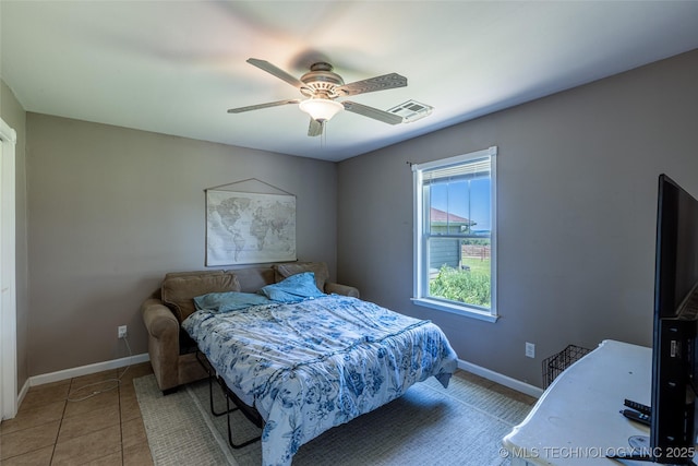 11787 S 4243rd Rd, Chelsea, OK 74016 - bedroom featuring baseboards, tile patterned flooring, and a ceiling fan