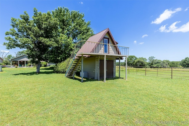 11787 S 4243rd Rd, Chelsea, OK 74016 - view of outdoor structure featuring stairway and central AC unit