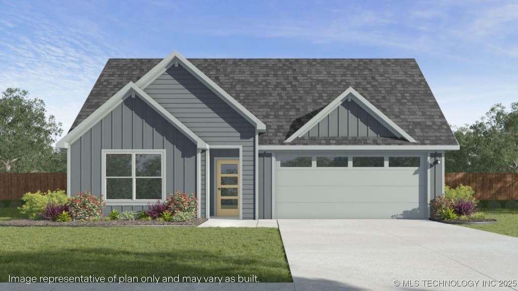 3405 E Montpelier St, Broken Arrow, OK 74014 - view of front of house featuring board and batten siding, a shingled roof, a garage, and concrete driveway