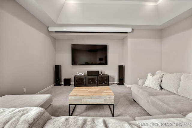 12014 S Kingston Pl, Tulsa, OK 74137 - living area with carpet flooring, a raised ceiling, and baseboards