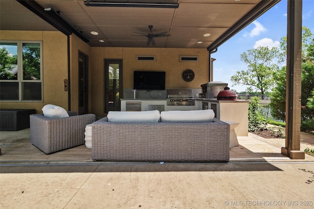 12014 S Kingston Pl, Tulsa, OK 74137 - view of patio featuring a ceiling fan and an outdoor hangout area
