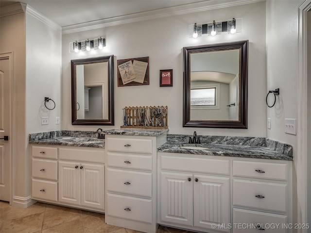 2915 E Rockford Pl, Broken Arrow, OK 74014 - full bath featuring crown molding, vanity, and tile patterned floors