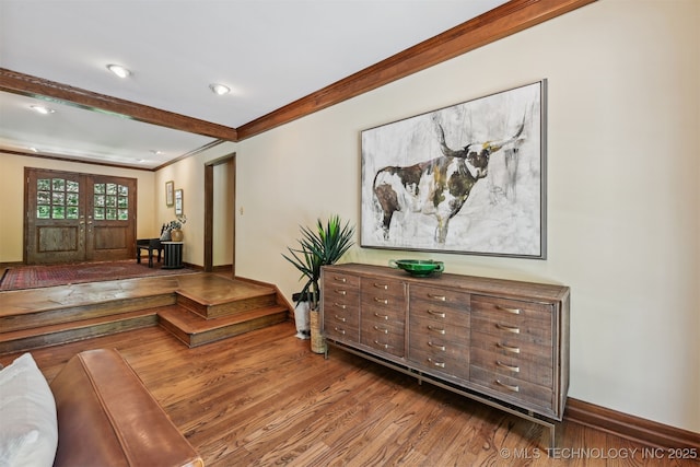 3898 E 72nd St, Tulsa, OK 74136 - living room with crown molding, wood finished floors, and baseboards