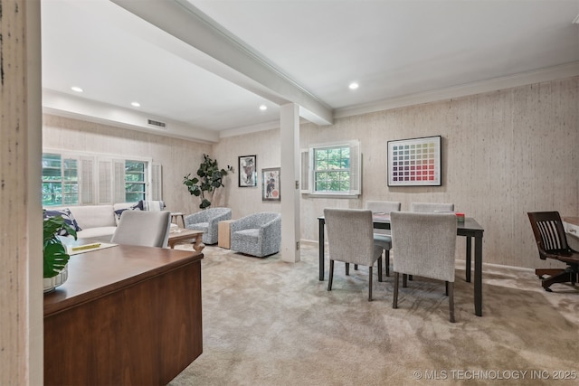 3898 E 72nd St, Tulsa, OK 74136 - carpeted office space featuring recessed lighting, crown molding, and beamed ceiling