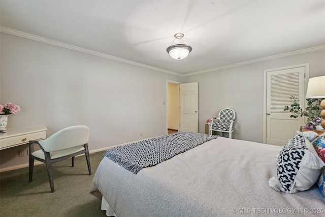 3898 E 72nd St, Tulsa, OK 74136 - bedroom with crown molding, carpet flooring, and baseboards