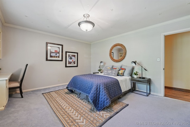 3898 E 72nd St, Tulsa, OK 74136 - bedroom with light colored carpet, ornamental molding, and baseboards