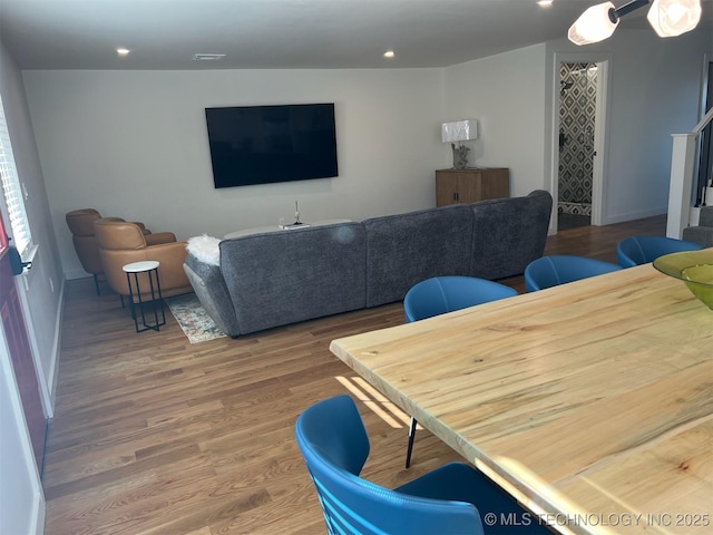 56648 Bloomer Rd, Afton, OK 74331 - dining space featuring wood finished floors, baseboards, and recessed lighting