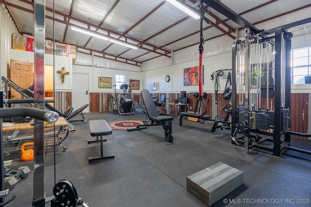 589 Three Mile Rd, Durant, OK 74701 - exercise room with lofted ceiling