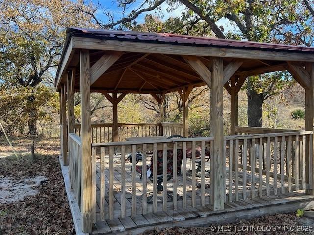 376 Lotoroc Ranch Rd, Barnsdall, OK 74002 - wooden deck featuring a gazebo
