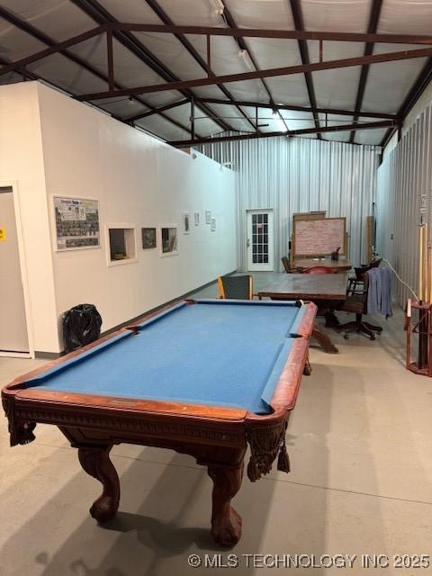 376 Lotoroc Ranch Rd, Barnsdall, OK 74002 - rec room featuring billiards table and lofted ceiling