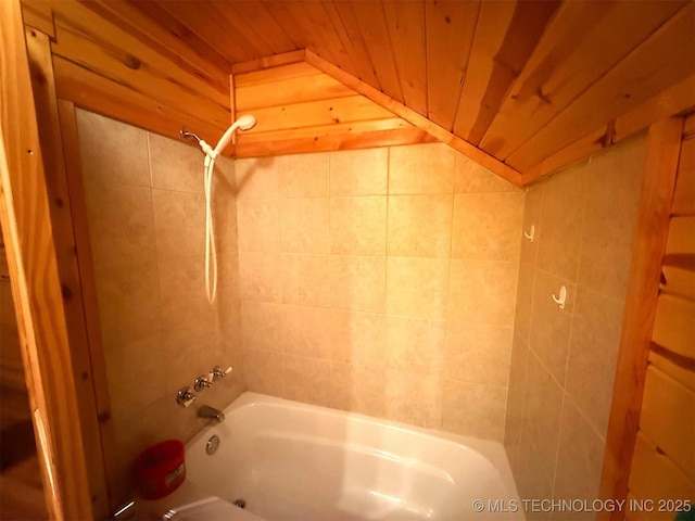 7905 Hornbeam Rd, Henryetta, OK 74437 - full bathroom with tub / shower combination and wooden ceiling