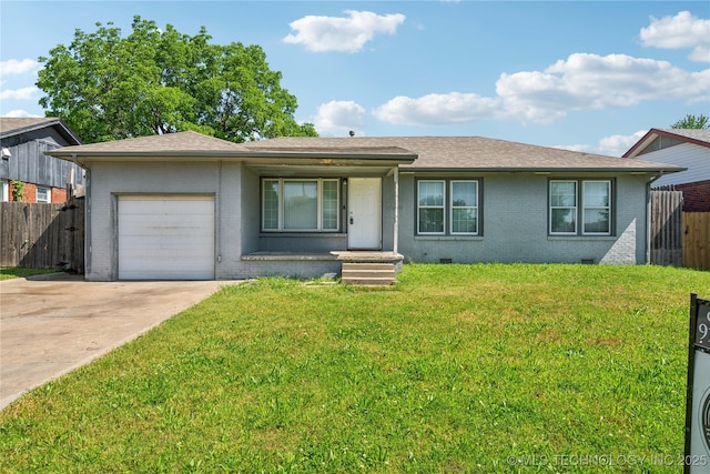 8009 E 2nd St, Tulsa, OK 74112 - single story home with brick siding, a garage, concrete driveway, crawl space, and roof with shingles